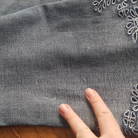 Orange Fashion Village Cropped Fringe Embroidered Jeans Light Wash Size L - Picture 15 of 16